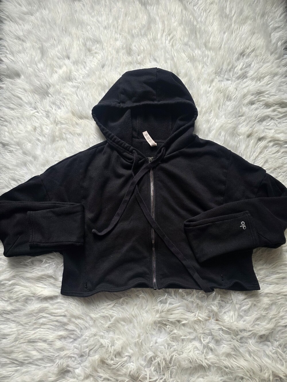 ALO Yoga Black Cropped Zip Hoodie Vest